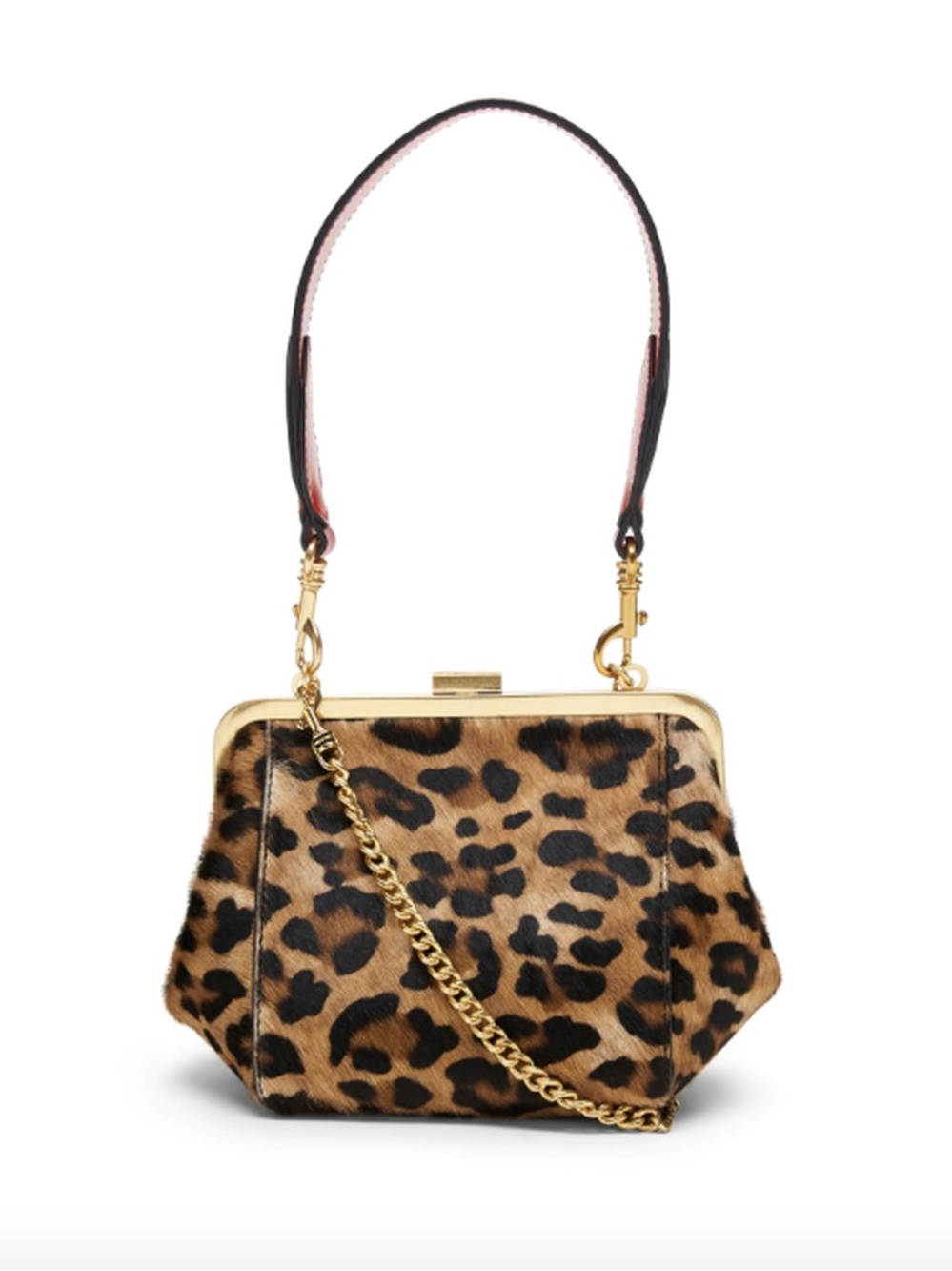 Haircalf Leather Frame Bag by Banana Republic comes with 2 straps leopard print
